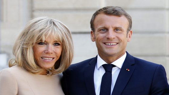 PARIS, FRANCE - AUGUST 22: French President Emmanuel Macron and his wife Brigitte Macron wait for Greek Prime Minister Kyriakos Mitsotakis and his wife Mareva Grabowski prior to their meeting at the Elysee Presidential Palace on August 22, 2019 in Paris, France. Kyriakos Mitsotakis is on an official visit to Paris. (Photo by Chesnot/Getty Images)