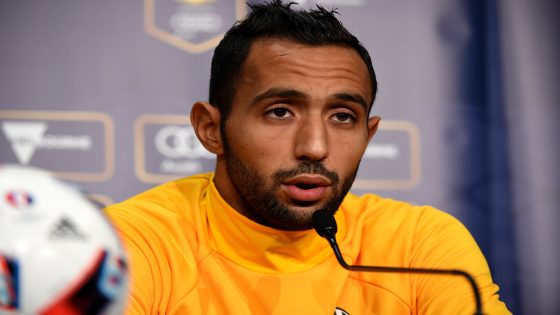 Juventus' defender Medhi Benatia speaks at a press conference prior to a training session at AAMI Park in Melbourne on July 25, 2016. / AFP PHOTO / SAEED KHAN / --IMAGE RESTRICTED TO EDITORIAL USE - STRICTLY NO COMMERCIAL USE--