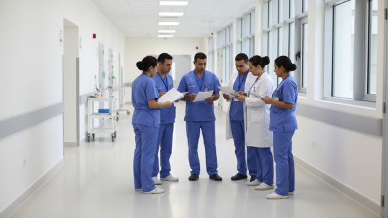 صورة مولدة توضيحية لأطر تمريض وتقنيي صحة داخل مستشفى، وليست توثيقا للمراسلة النقابية